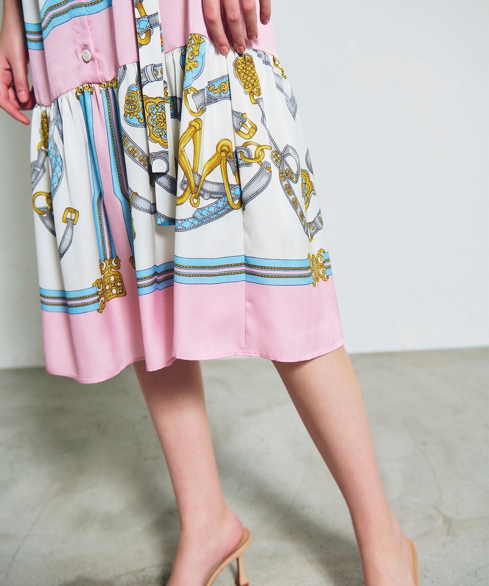 GRACE CONTINENTAL スカーフプリントシャツドレス 