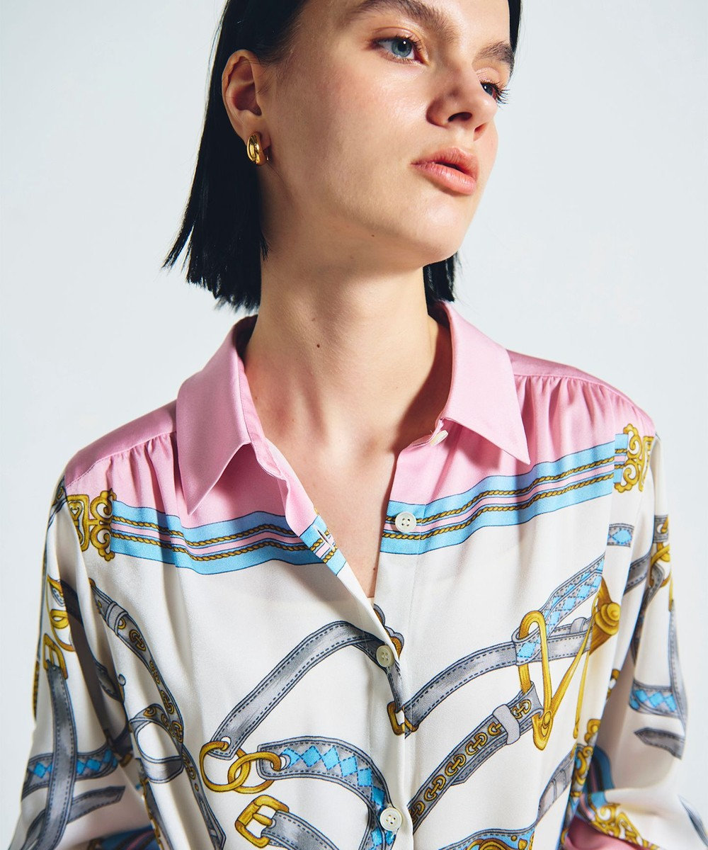 GRACE CONTINENTAL スカーフプリントシャツドレス