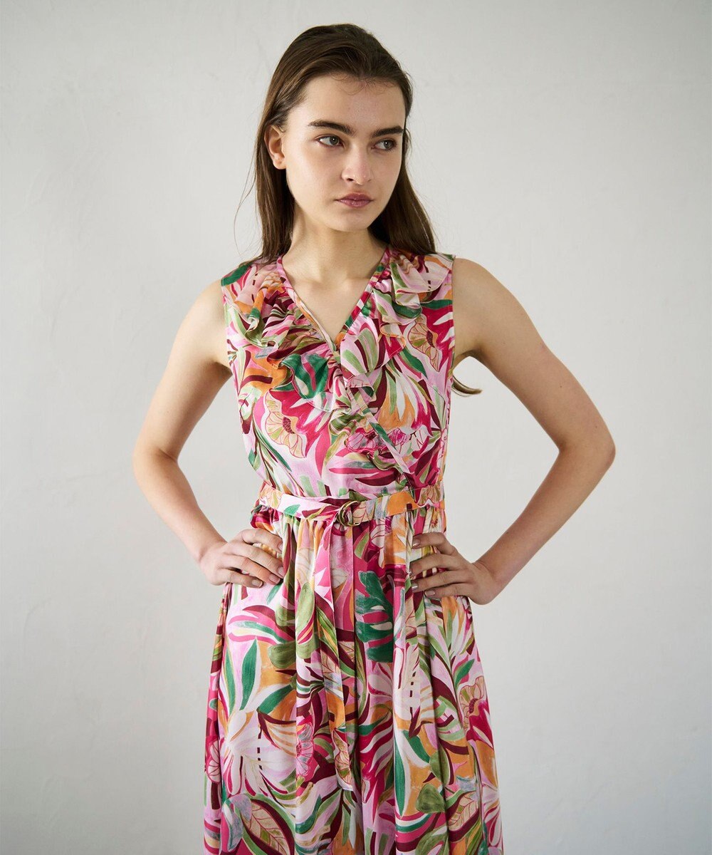 GRACE CONTINENTAL リーフプリントワンピース 