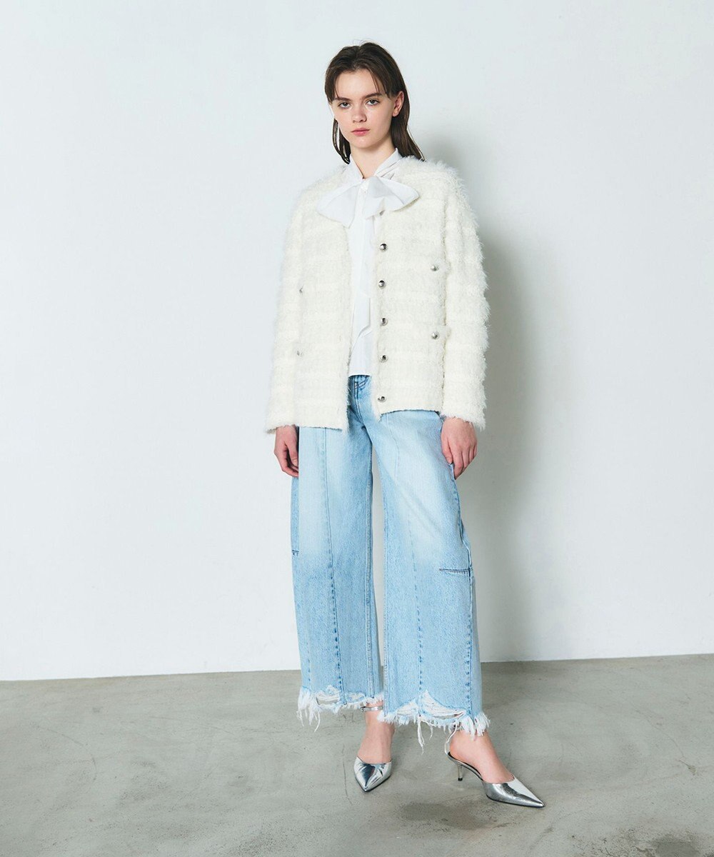 GRACE CONTINENTAL フェザーツイードニットカーディガン