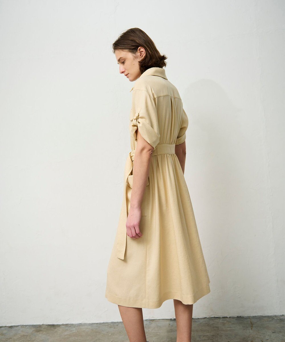 GRACE CONTINENTAL リネンタッチサファリドレス 