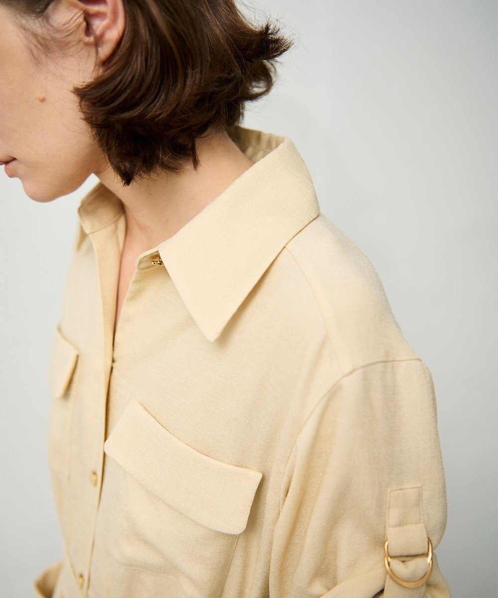 GRACE CONTINENTAL リネンタッチサファリドレス 