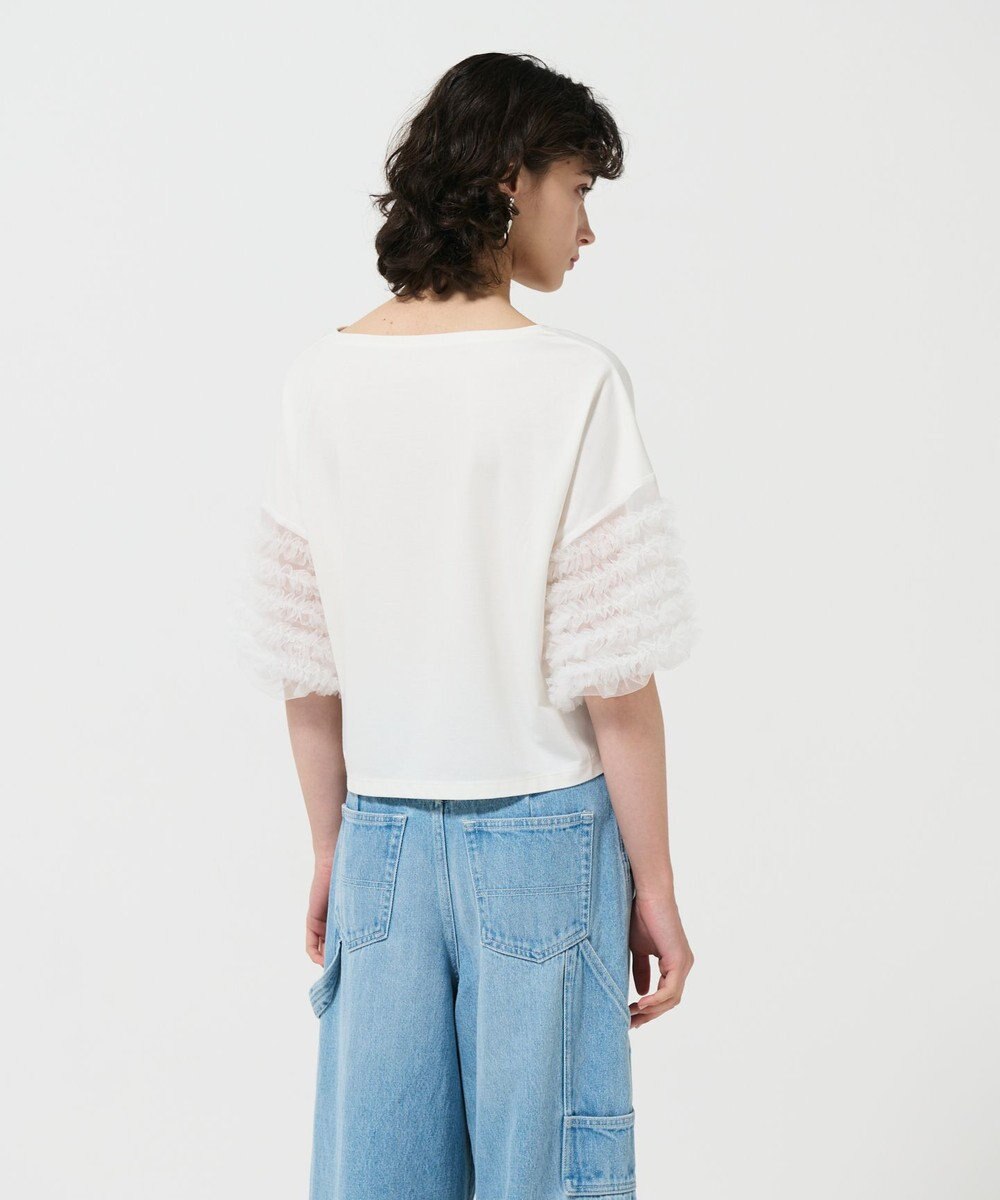 GRACE CONTINENTAL チュールフリルスリーブトップ 