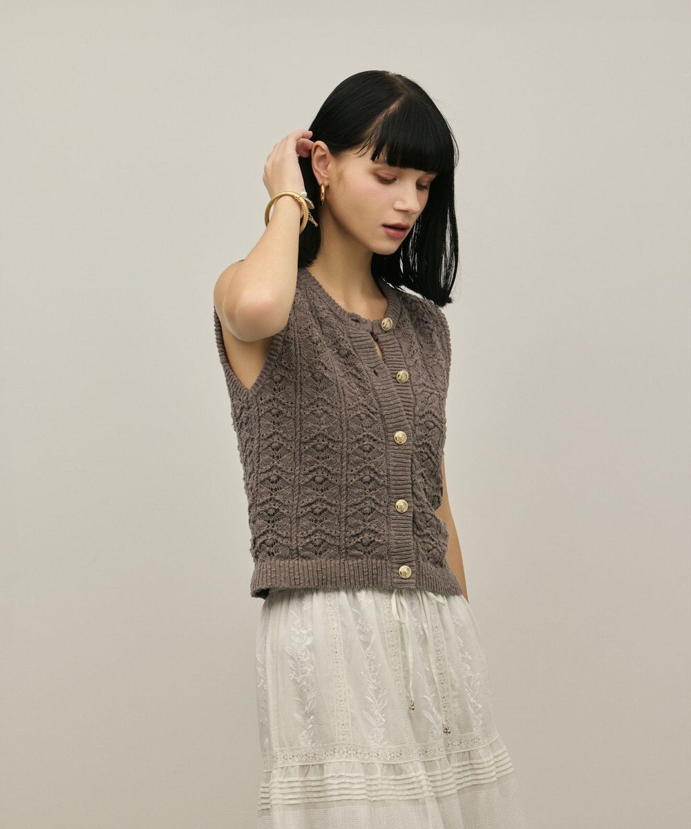 GRACE CONTINENTAL クロシェライクニットジレ 