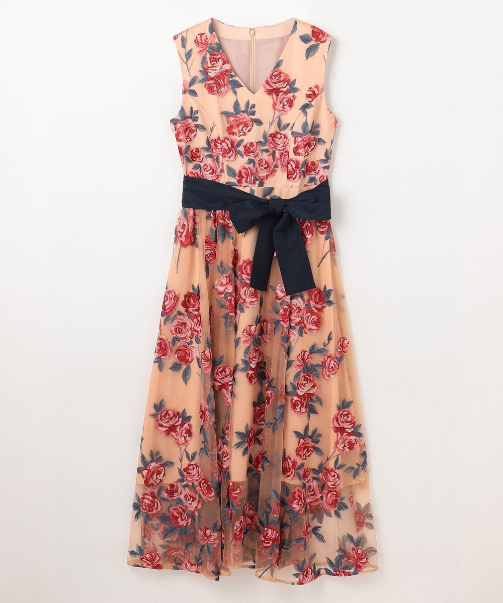 GRACE CONTINENTAL ローズ刺繍フレアドレス