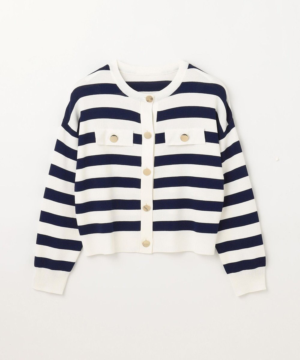 GRACE CONTINENTAL ニットボーダーカーディガン 