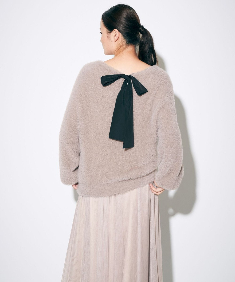 チュールニットワンピース, ベージュ, 36