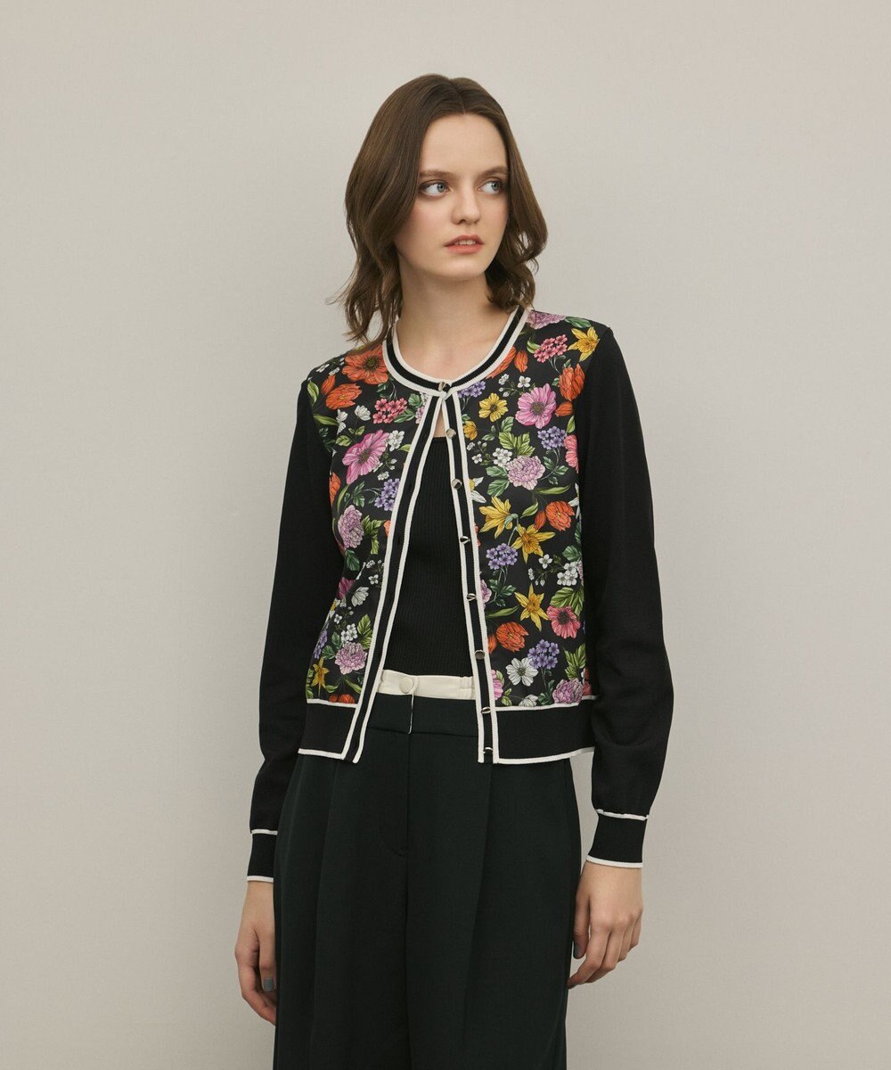 GRACE CONTINENTAL フラワープリントニットカーディガン 
