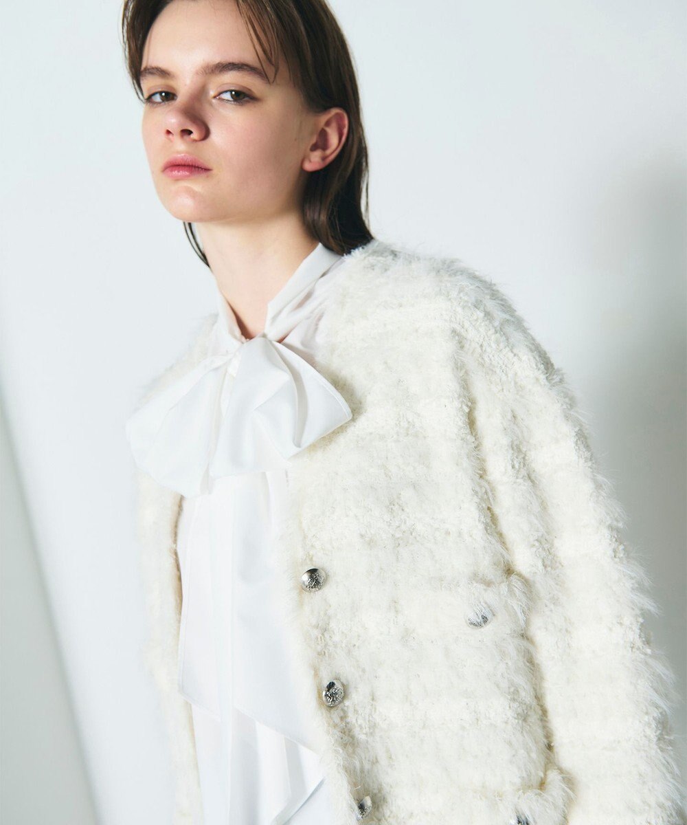 GRACE CONTINENTAL フェザーツイードニットカーディガン 