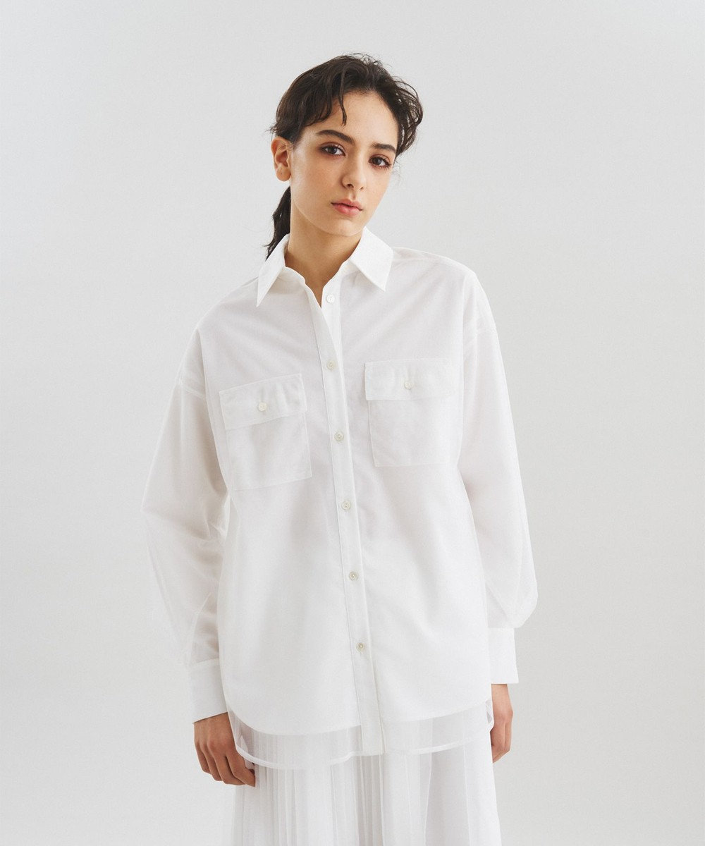 GRACE CONTINENTAL チュールレイヤードシャツ ホワイト