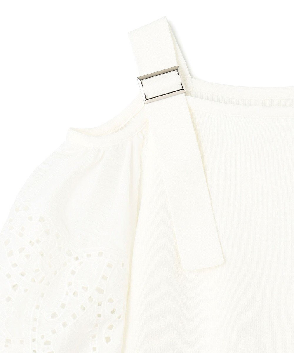 GRACE CONTINENTAL 刺繍パフスリーブニットトップ 