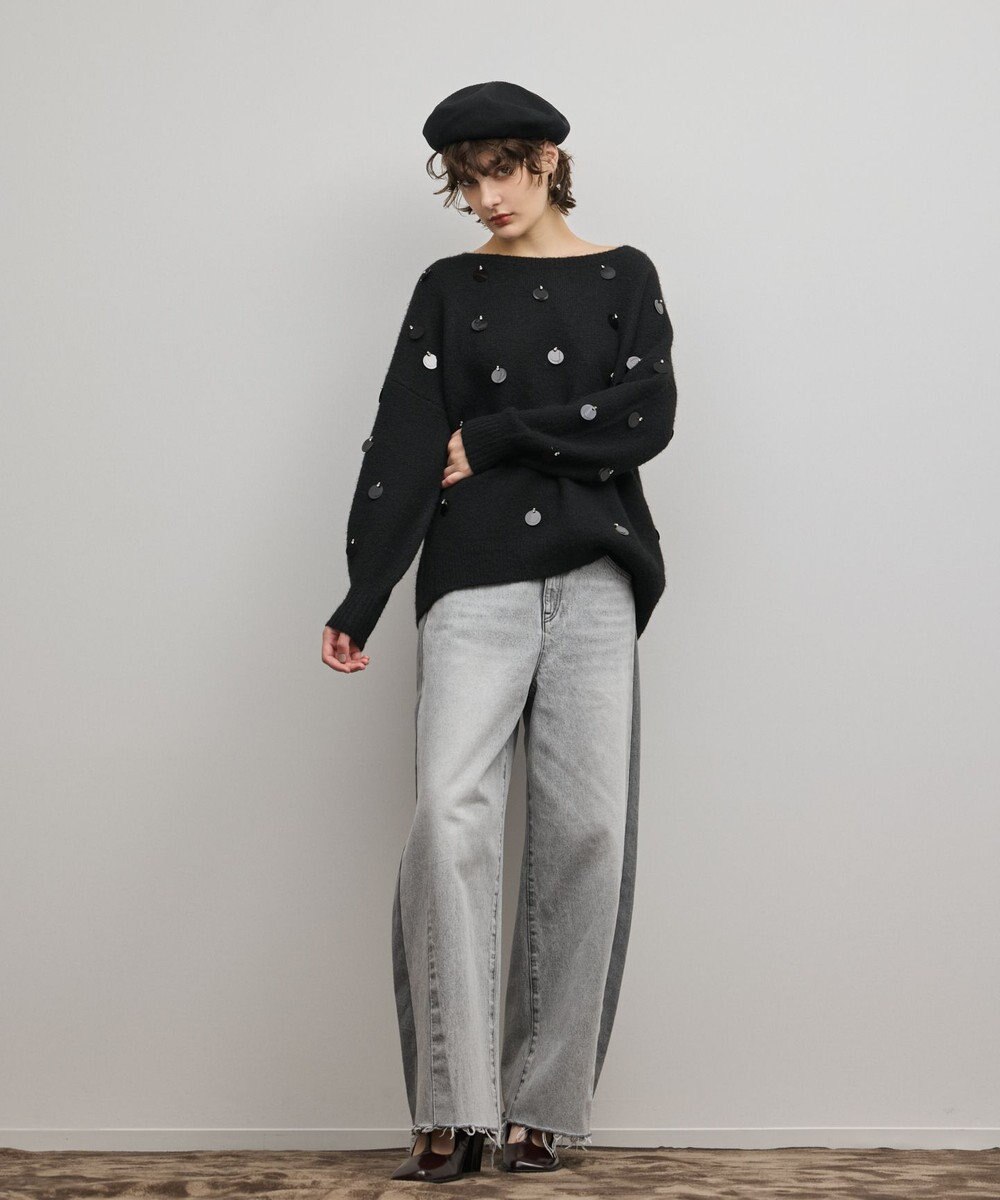 GRACE CONTINENTAL スパンコールニットトップ 