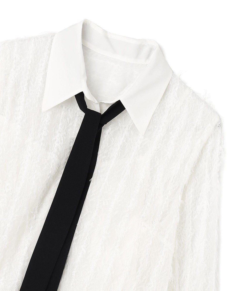 GRACE CONTINENTAL フリンジレースタイ付ブラウス 