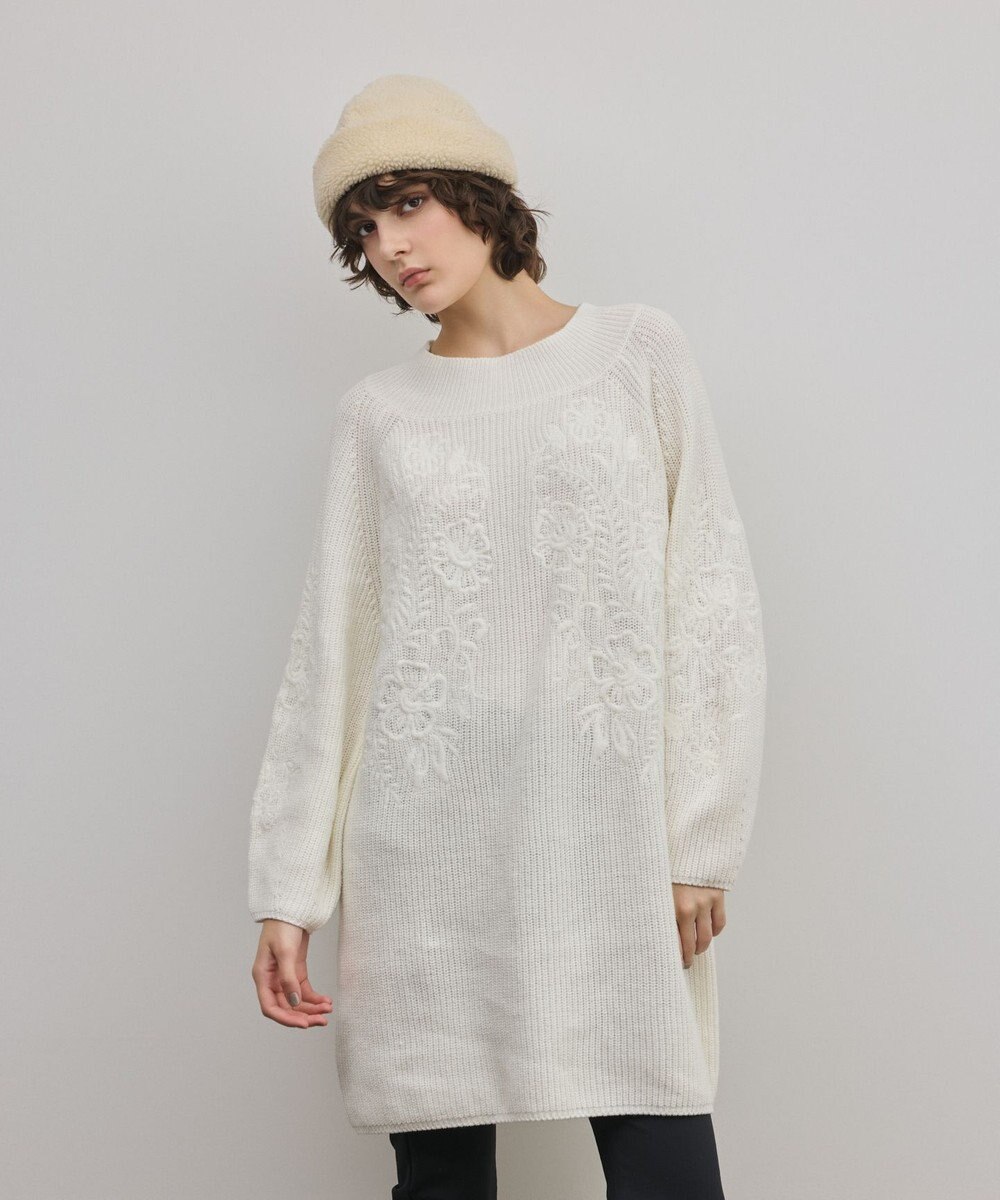 GRACE CONTINENTAL エンブロイダリーニットワンピース 