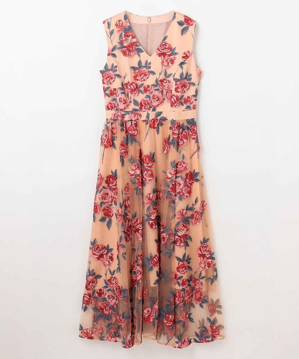 GRACE CONTINENTAL ローズ刺繍フレアドレス