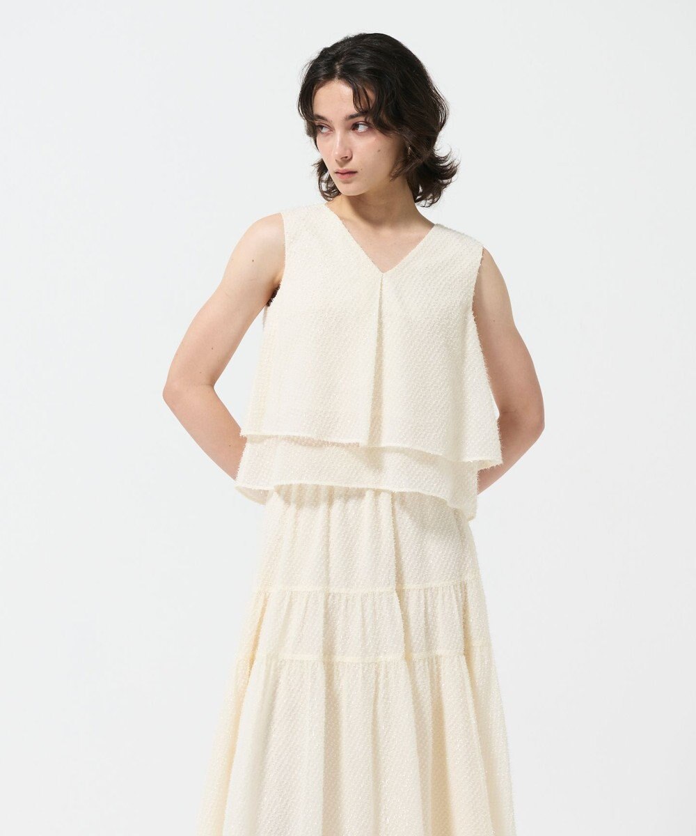 GRACE CONTINENTAL シフォンカットジャガードトップ