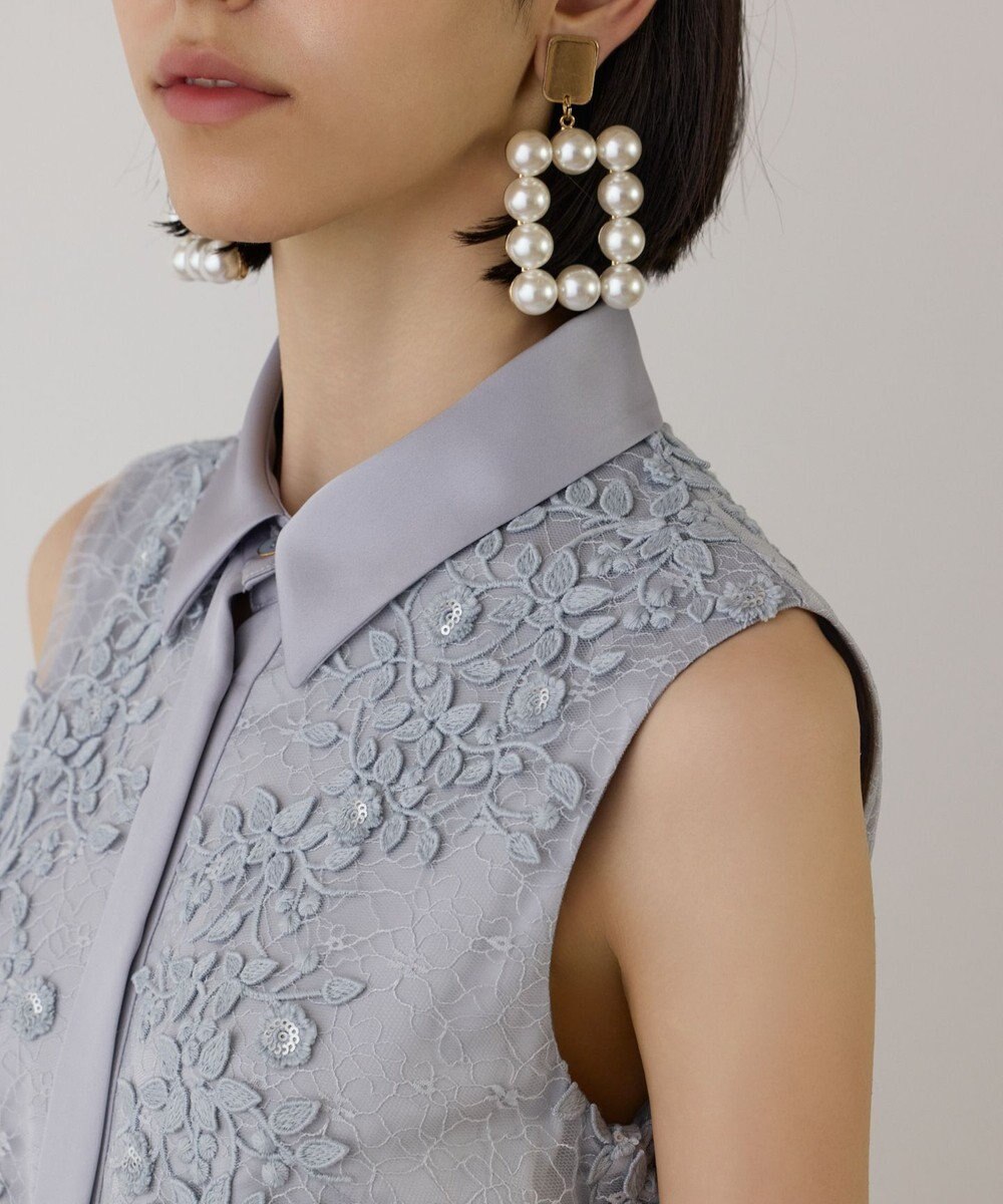 GRACE CONTINENTAL フラワーライン刺繍ワンピース