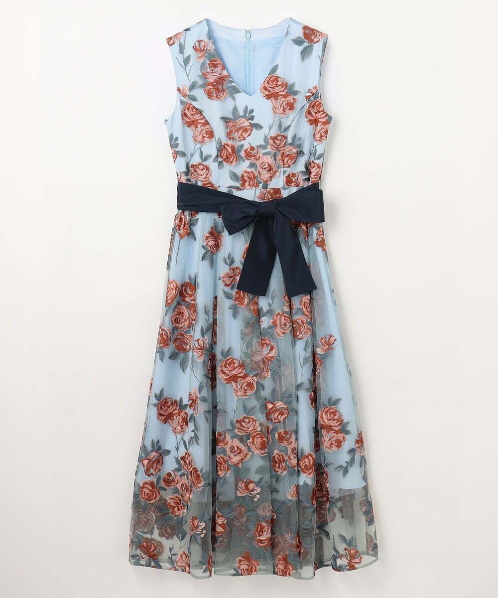 GRACE CONTINENTAL ローズ刺繍フレアドレス