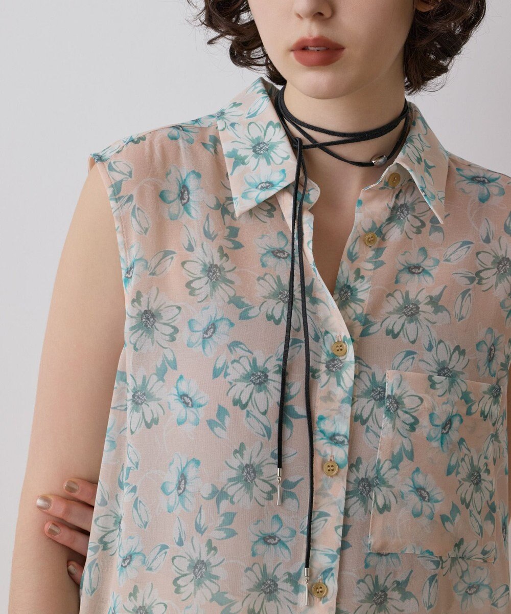 GRACE CONTINENTAL フラワーロングシャツ 