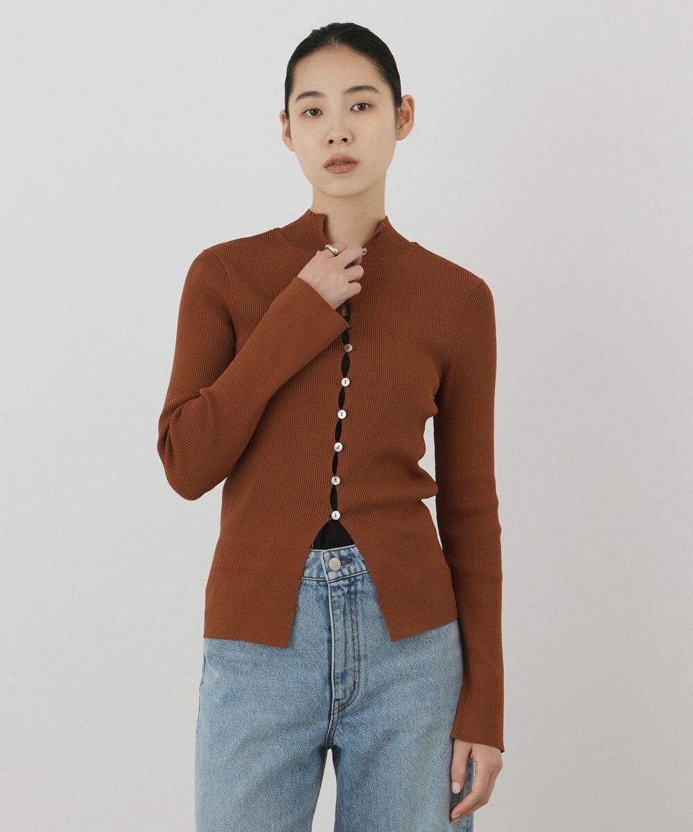 GRACE CONTINENTAL ボタンリブニットカーディガン 