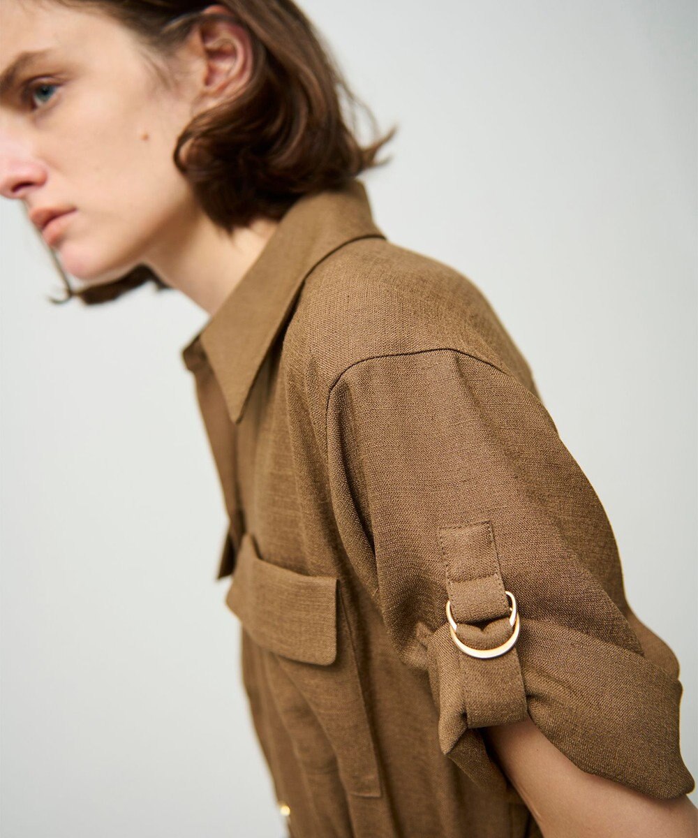 GRACE CONTINENTAL リネンタッチサファリドレス 