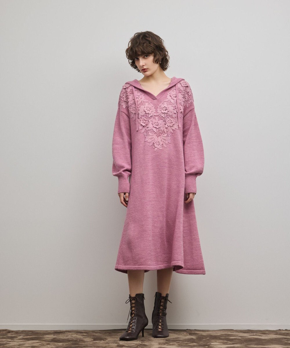 GRACE CONTINENTAL ケミカルレースニットワンピース 