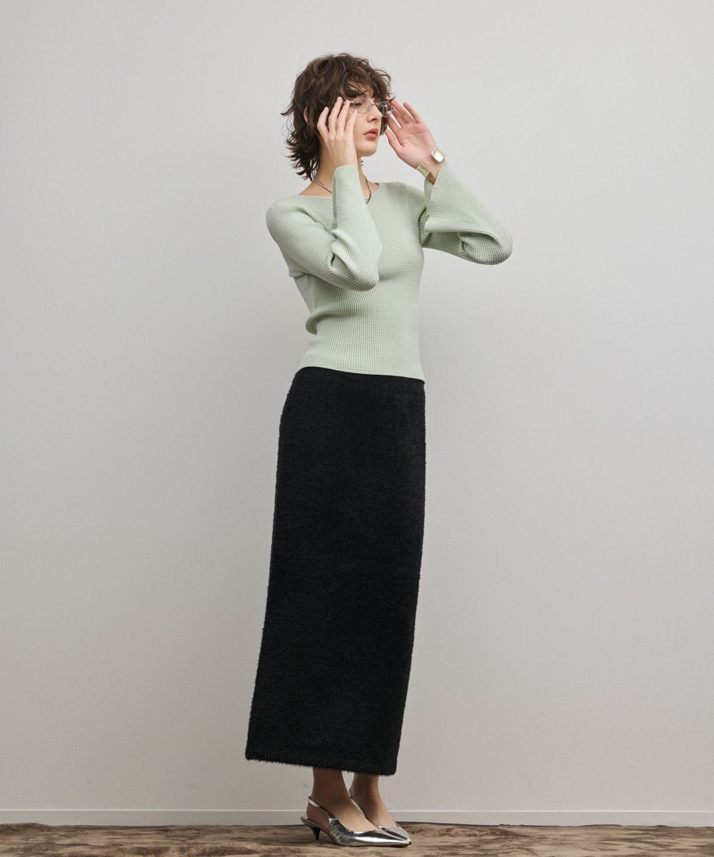 GRACE CONTINENTAL ラメフェザーニットスカート 