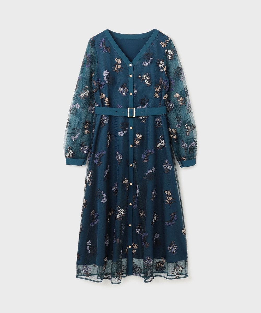 GRACE CONTINENTAL チュールフラワー刺繍ワンピース