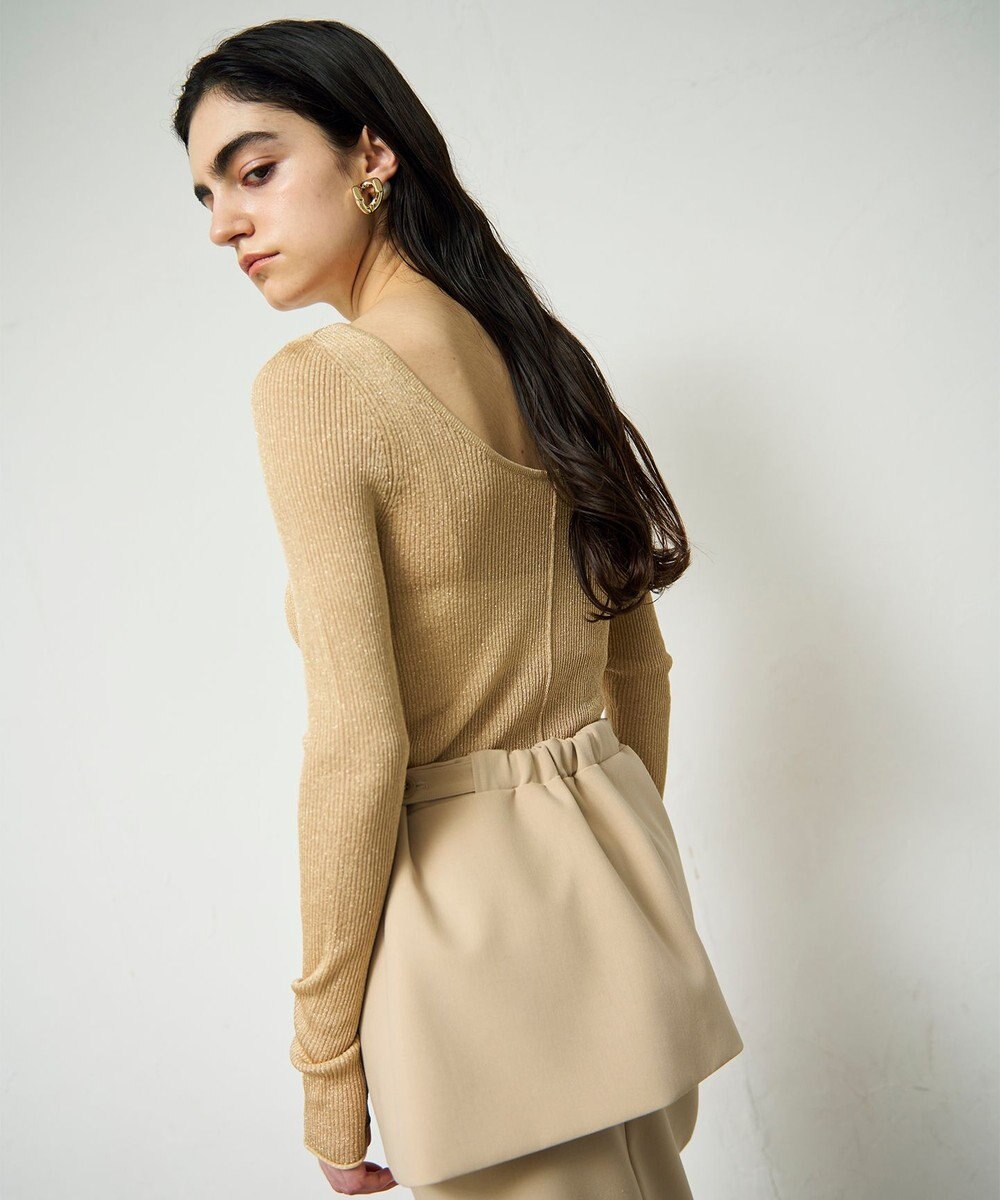 GRACE CONTINENTAL ラメシアーリブニットトップ 