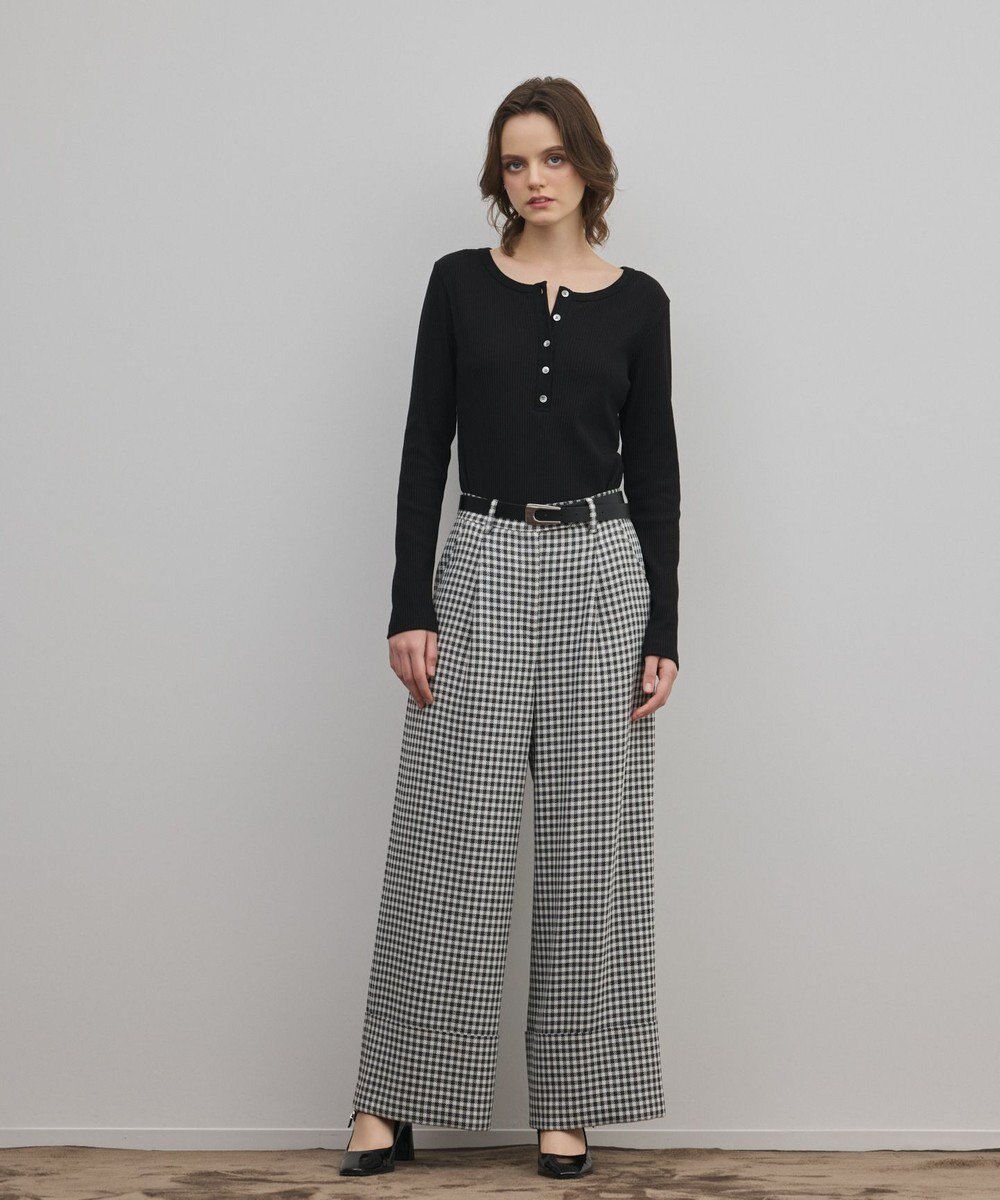 GRACE CONTINENTAL ロールアップギンガムパンツ 