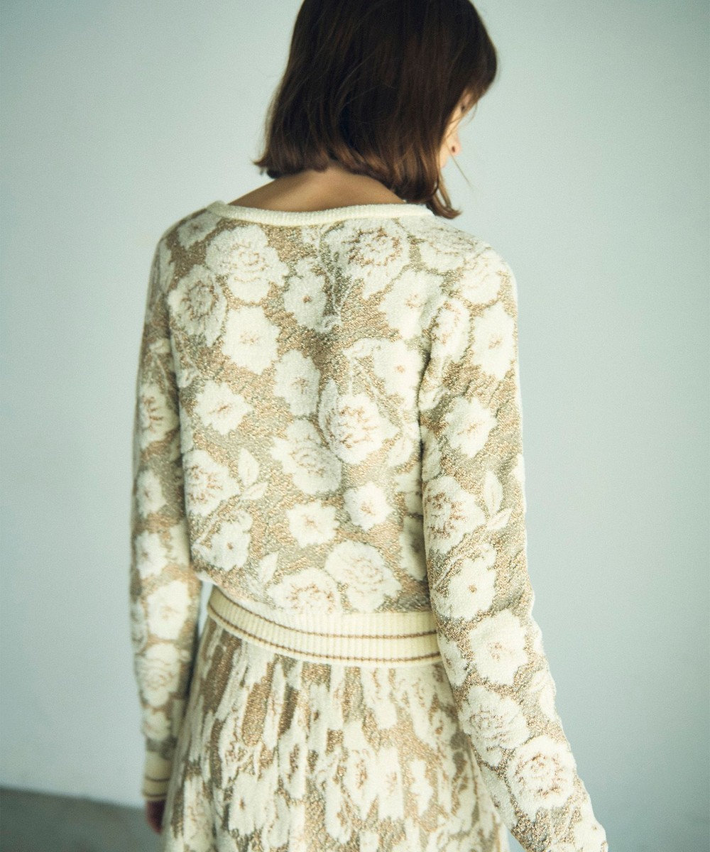 GRACE CONTINENTAL フローラルラメニットトップ