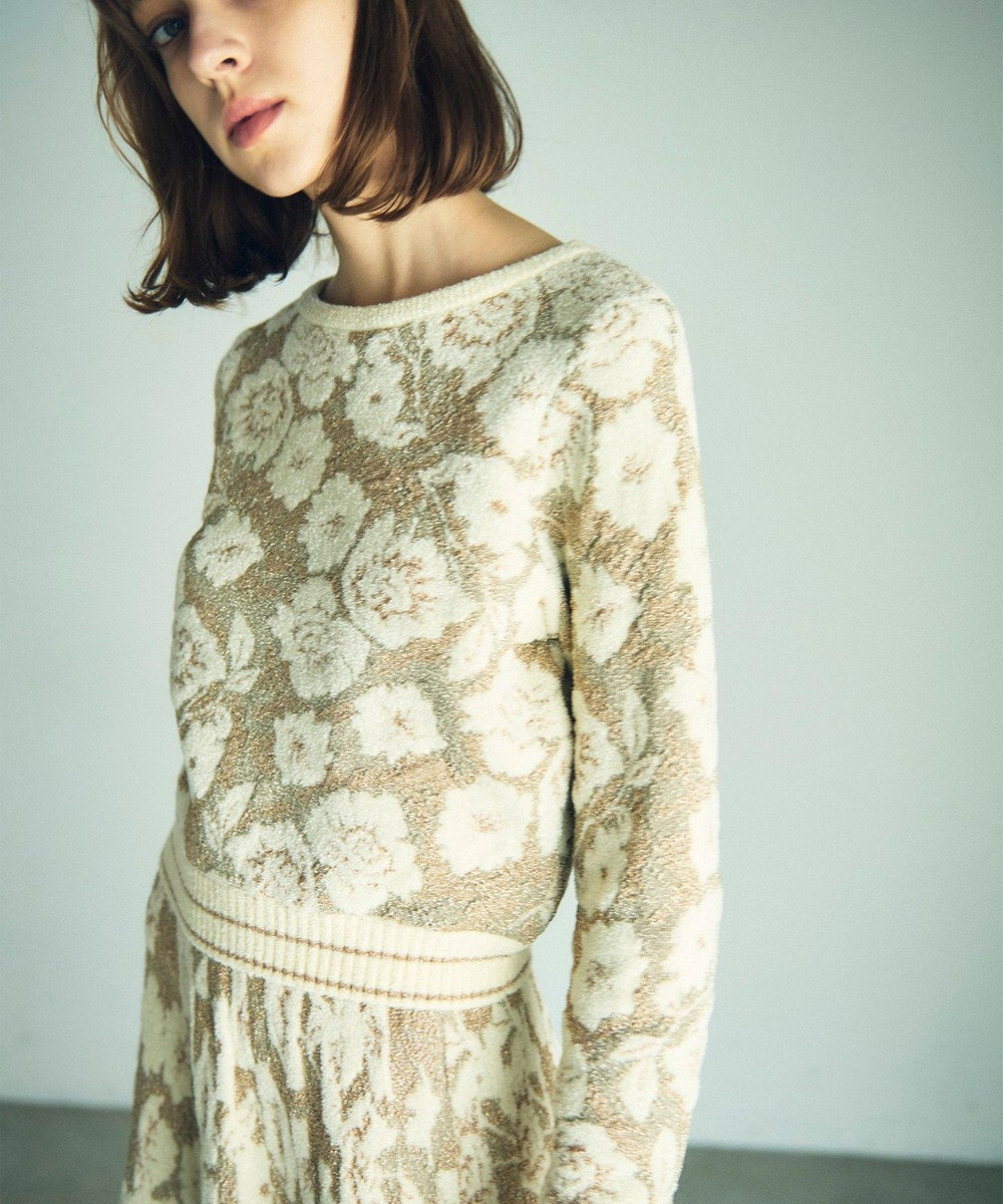 GRACE CONTINENTAL フローラルラメニットトップ