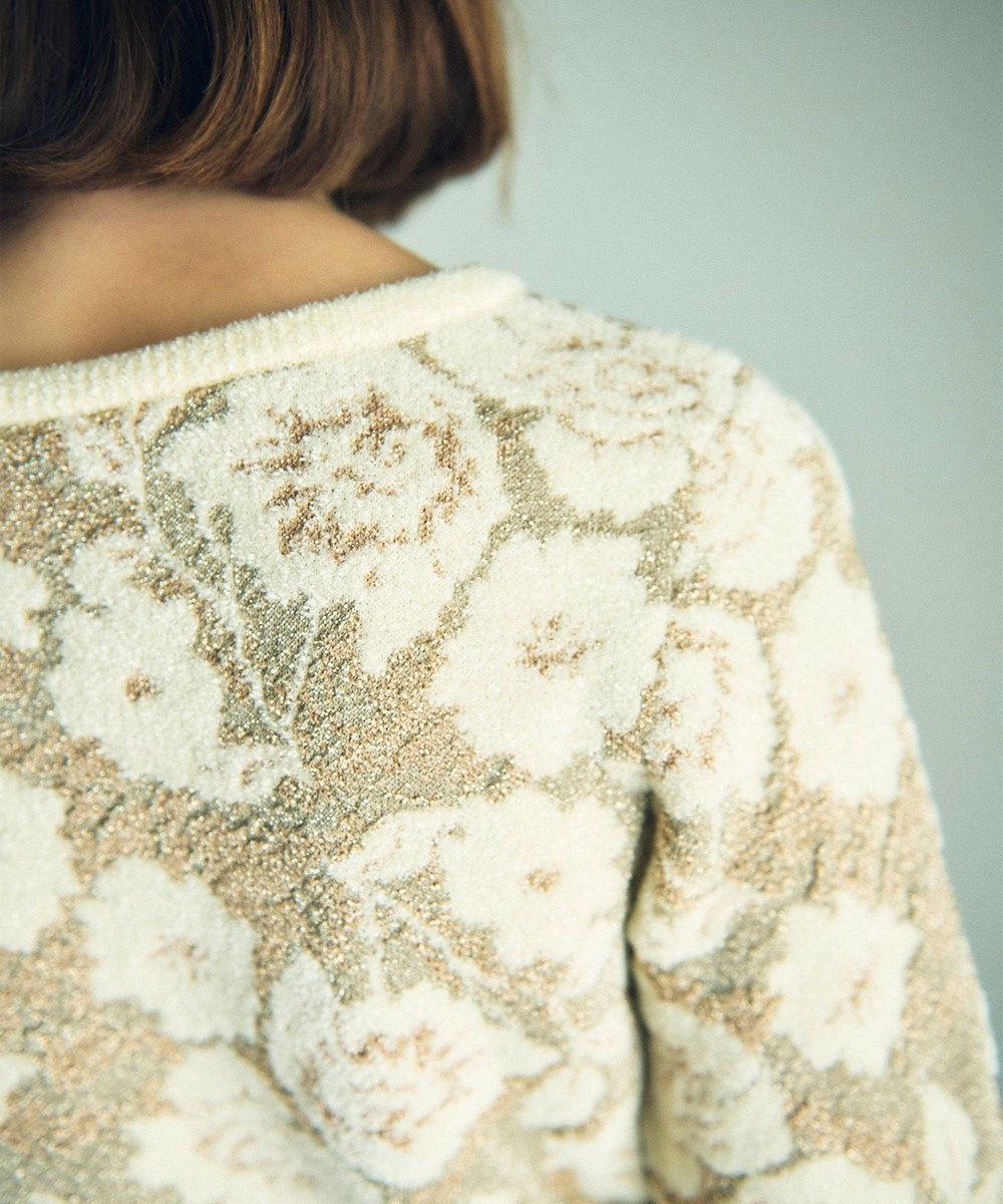 GRACE CONTINENTAL フローラルラメニットトップ