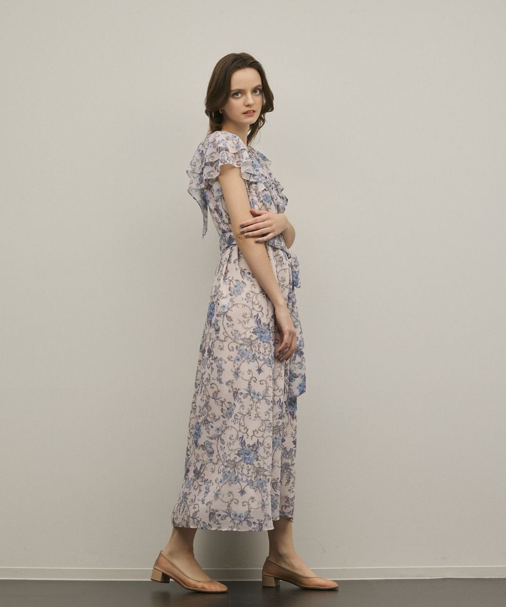 GRACE CONTINENTAL サラサプリントフリルカラーワンピース 