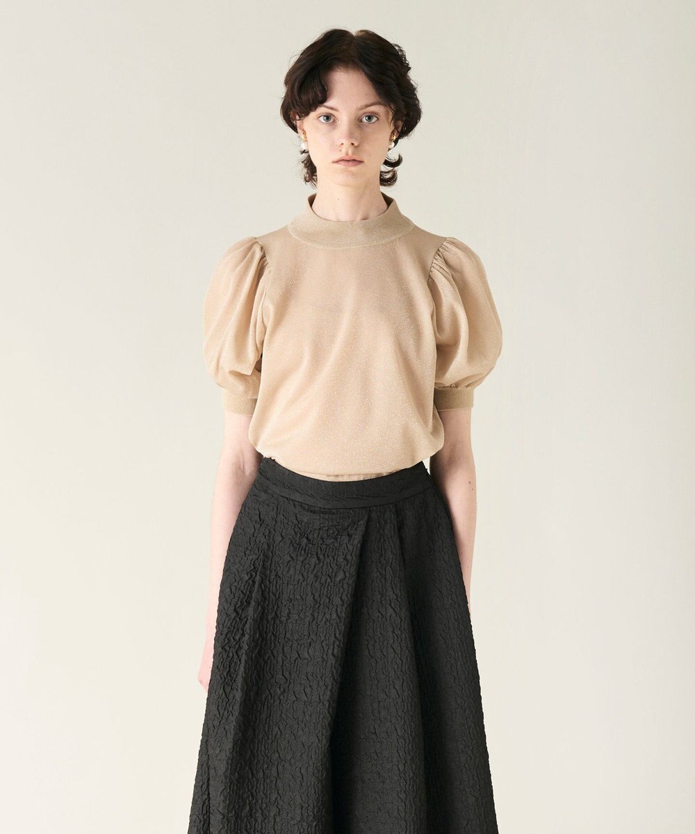 GRACE CONTINENTAL ラメシアーパフニットトップ 