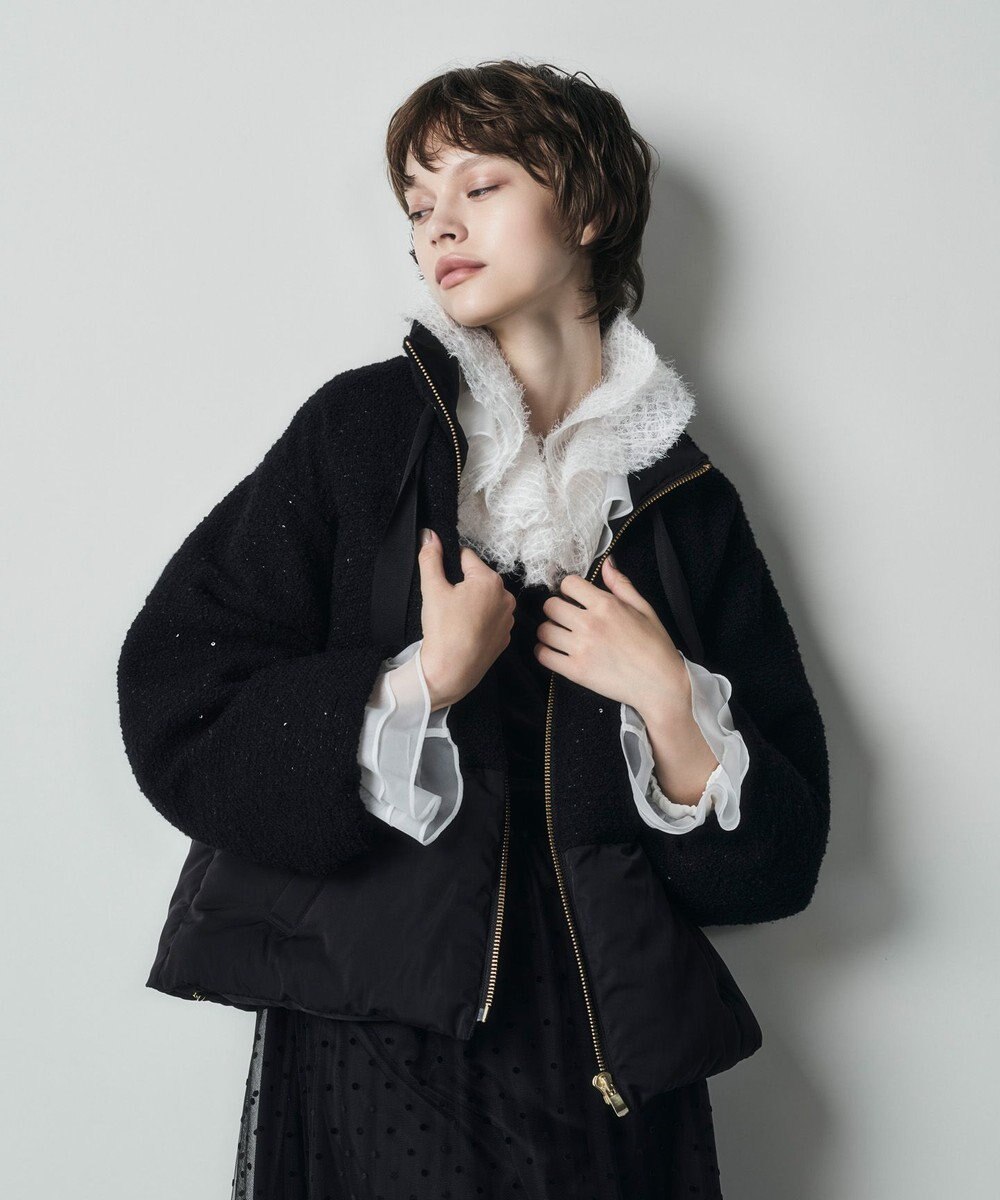 GRACE CONTINENTAL ツイードコンビパフィーブルゾン 