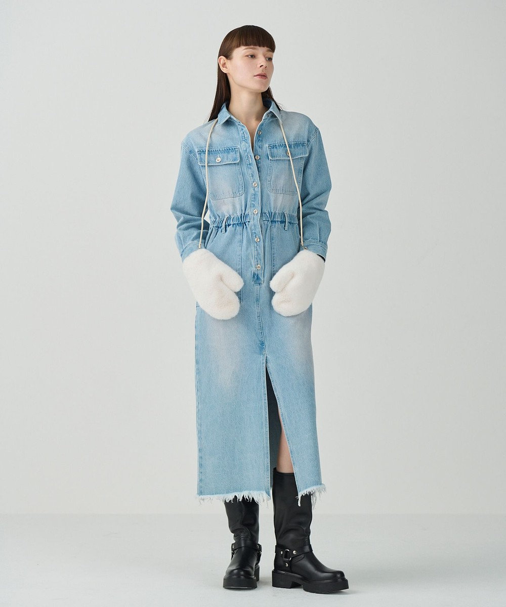 GRACE CONTINENTAL デニムドロストスリットワンピース