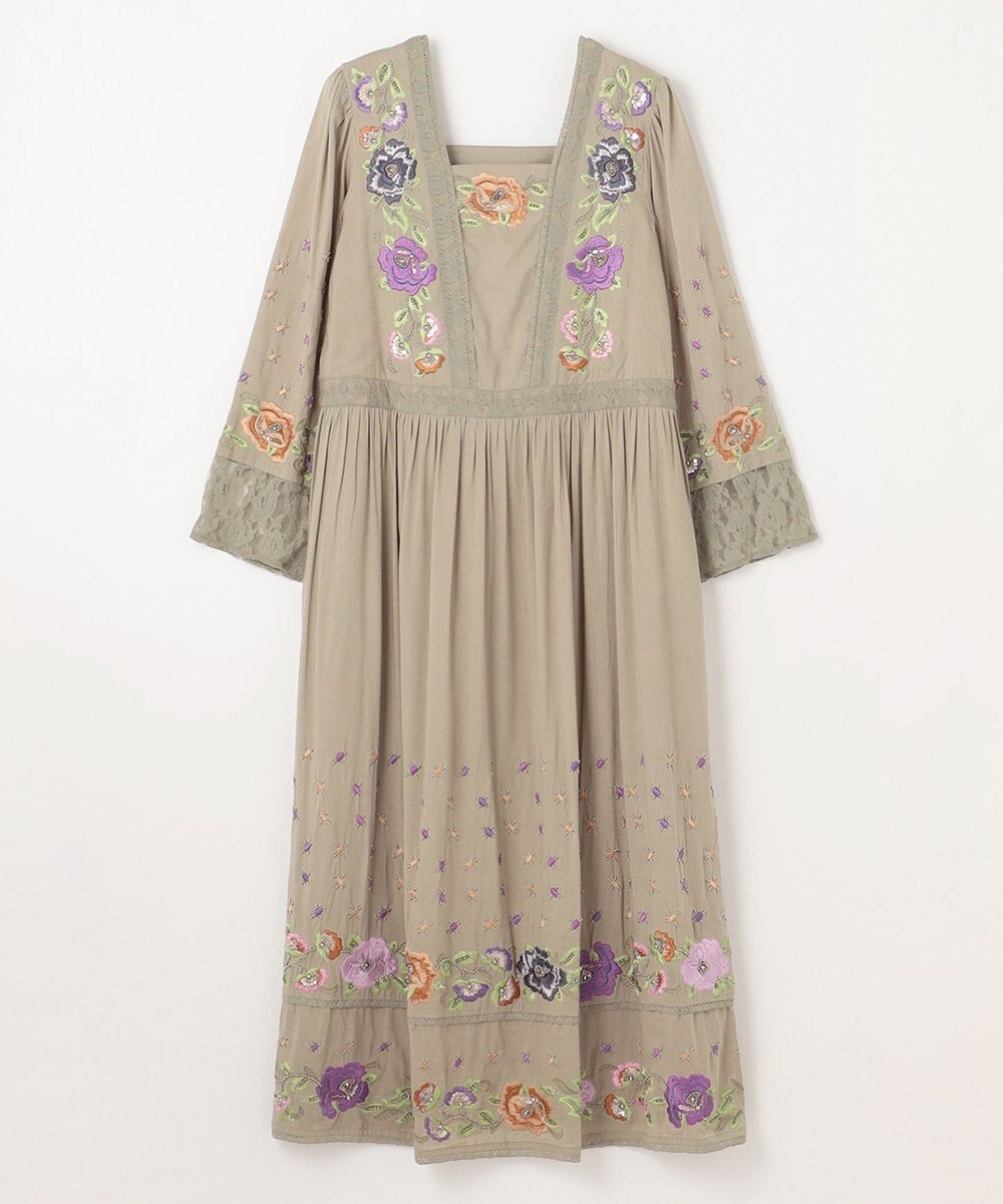 GRACE CONTINENTAL フラワー刺繍エスニックワンピース 