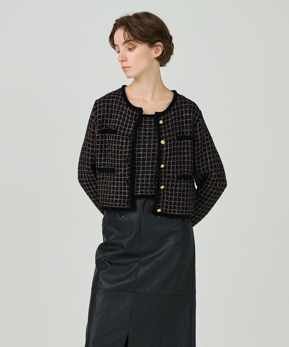 GRACE CONTINENTAL ツイードニットカーディガン