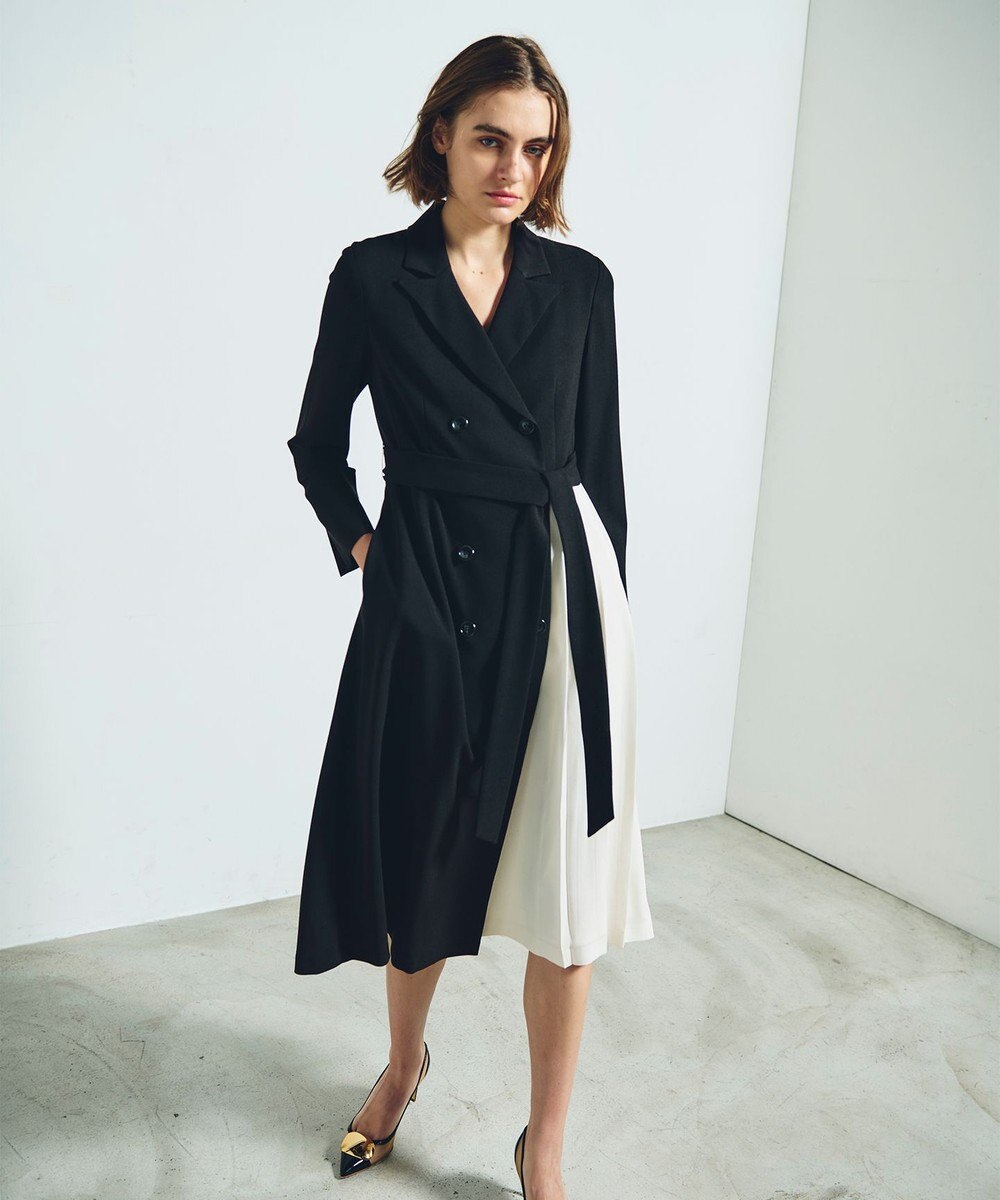 GRACE CONTINENTAL ウールタッチバイカラードレス 