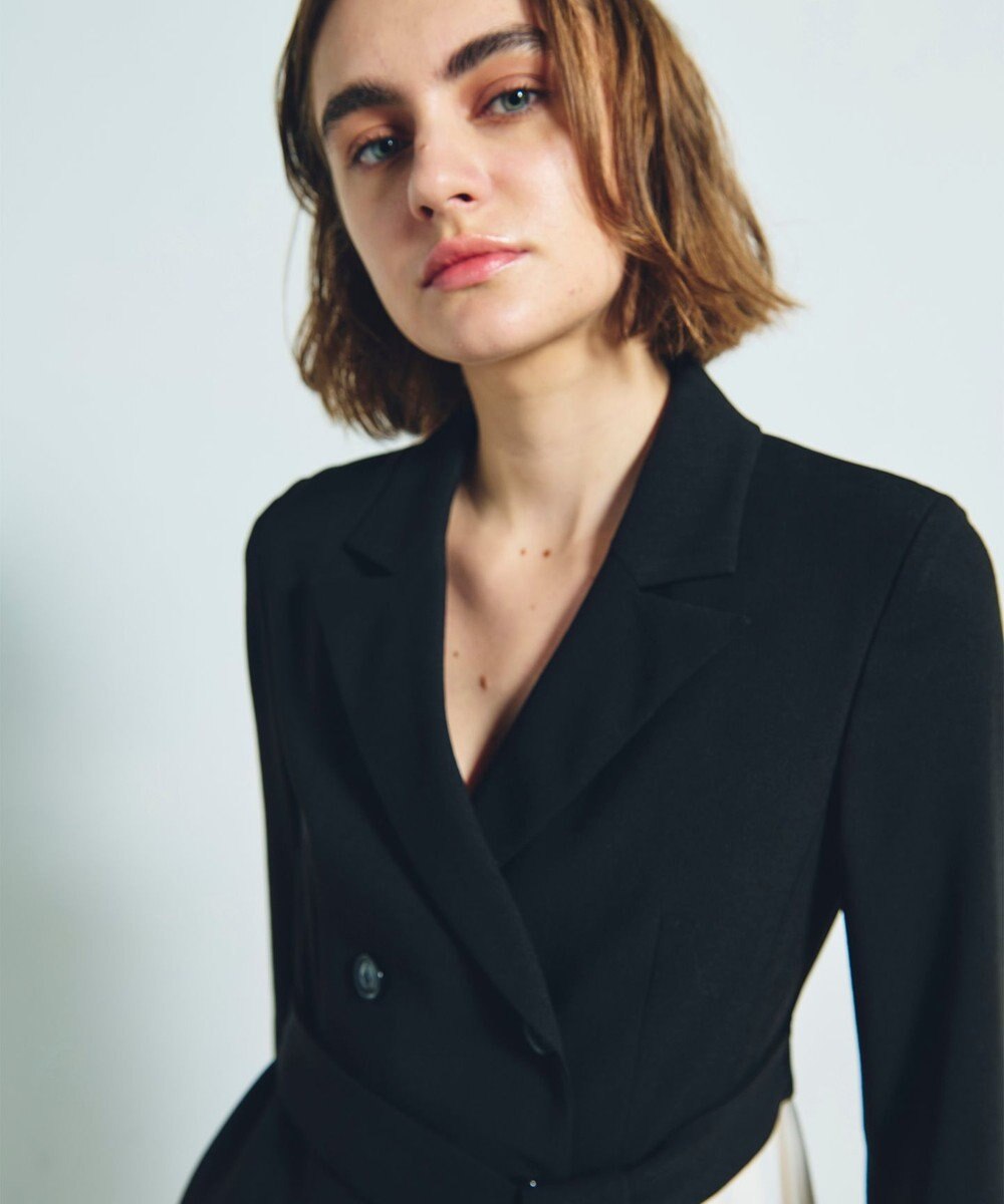 GRACE CONTINENTAL ウールタッチバイカラードレス