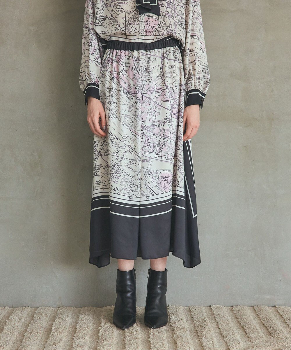 GRACE CONTINENTAL パリスカーフプリントスカート 