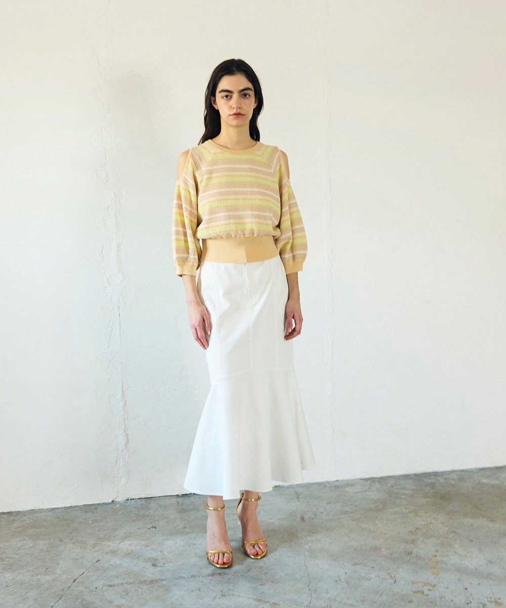 GRACE CONTINENTAL ボーダーパフニットトップ 