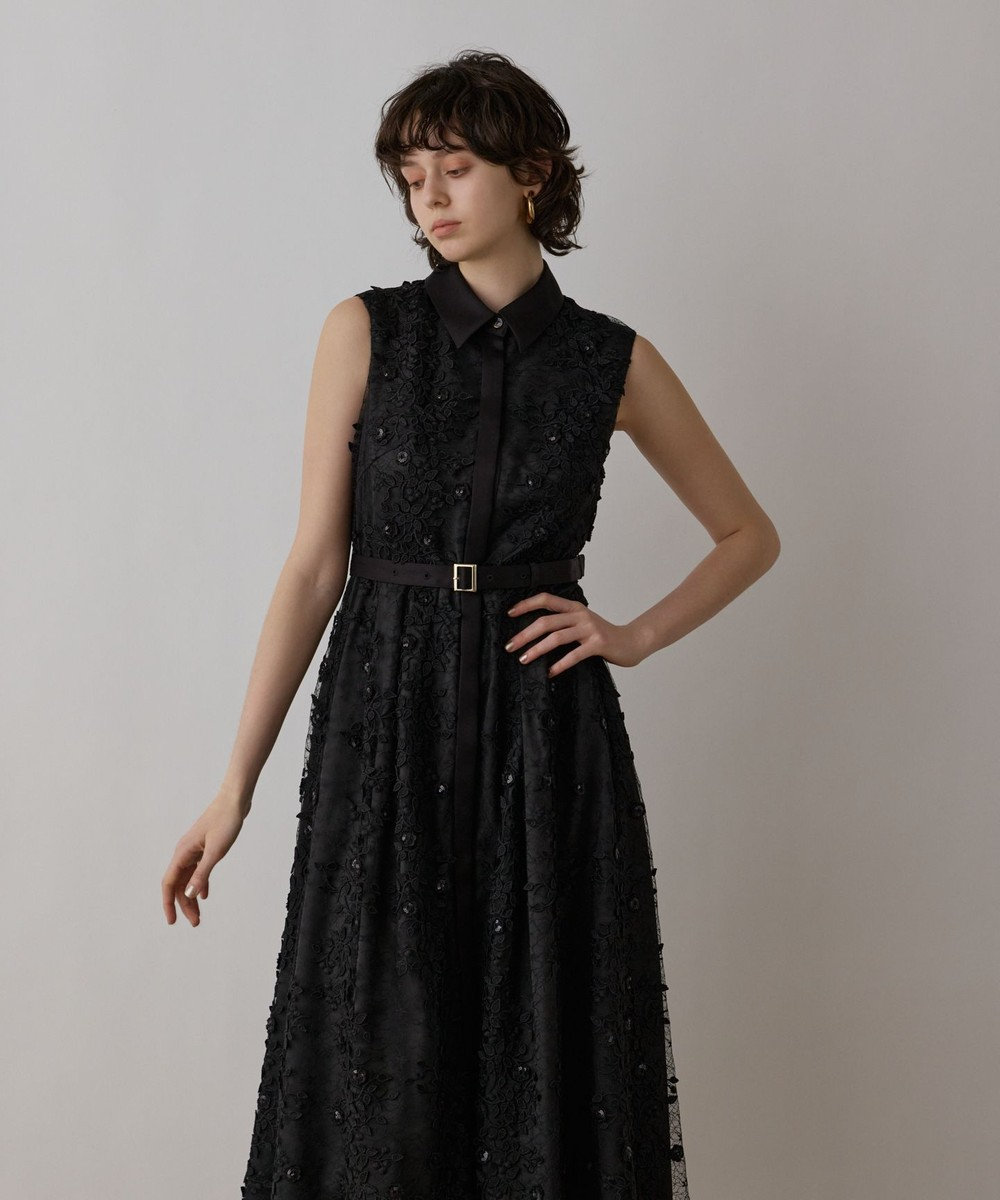 GRACE CONTINENTAL フラワーライン刺繍ワンピース