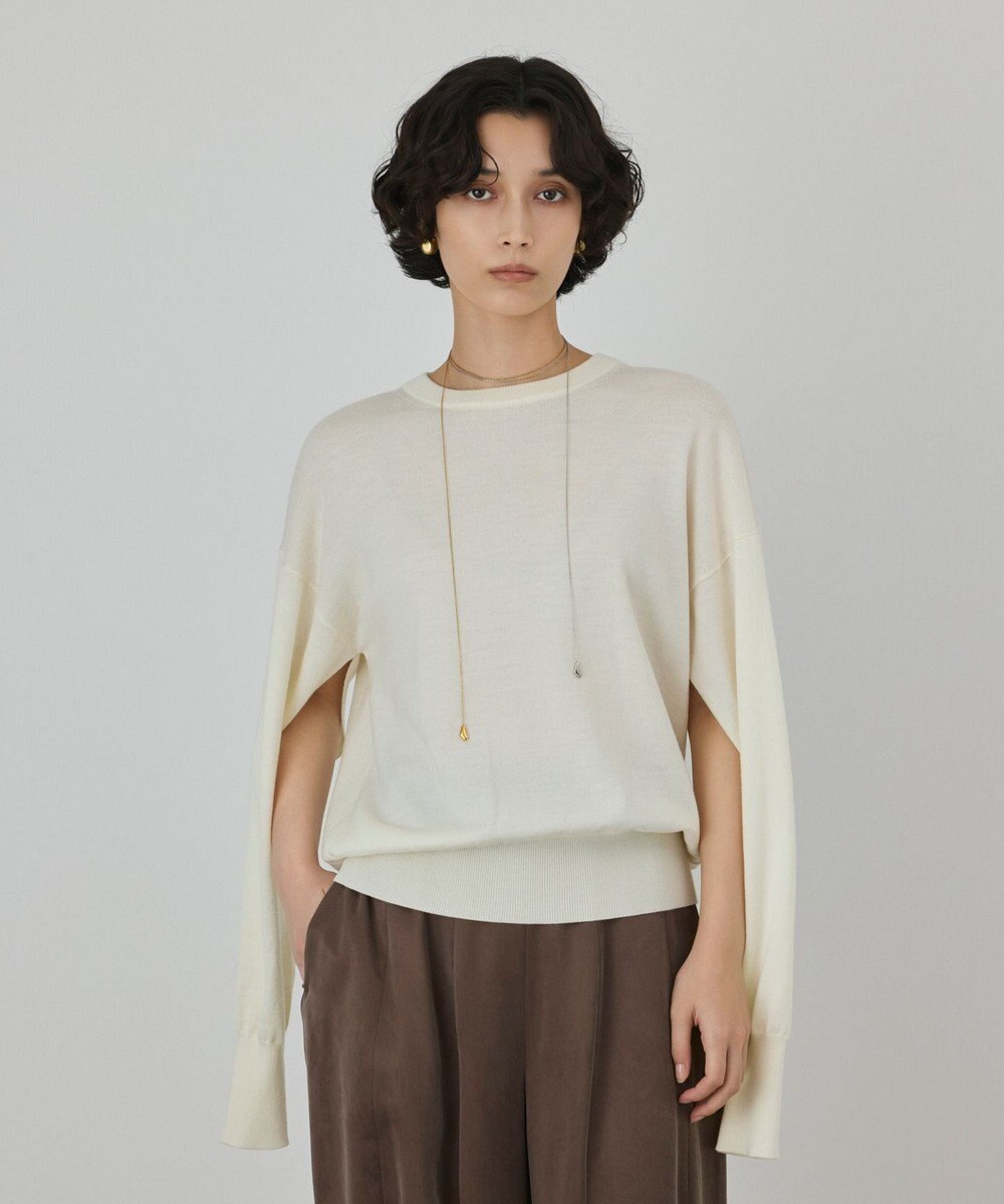GRACE CONTINENTAL ウールスリットニットトップ 