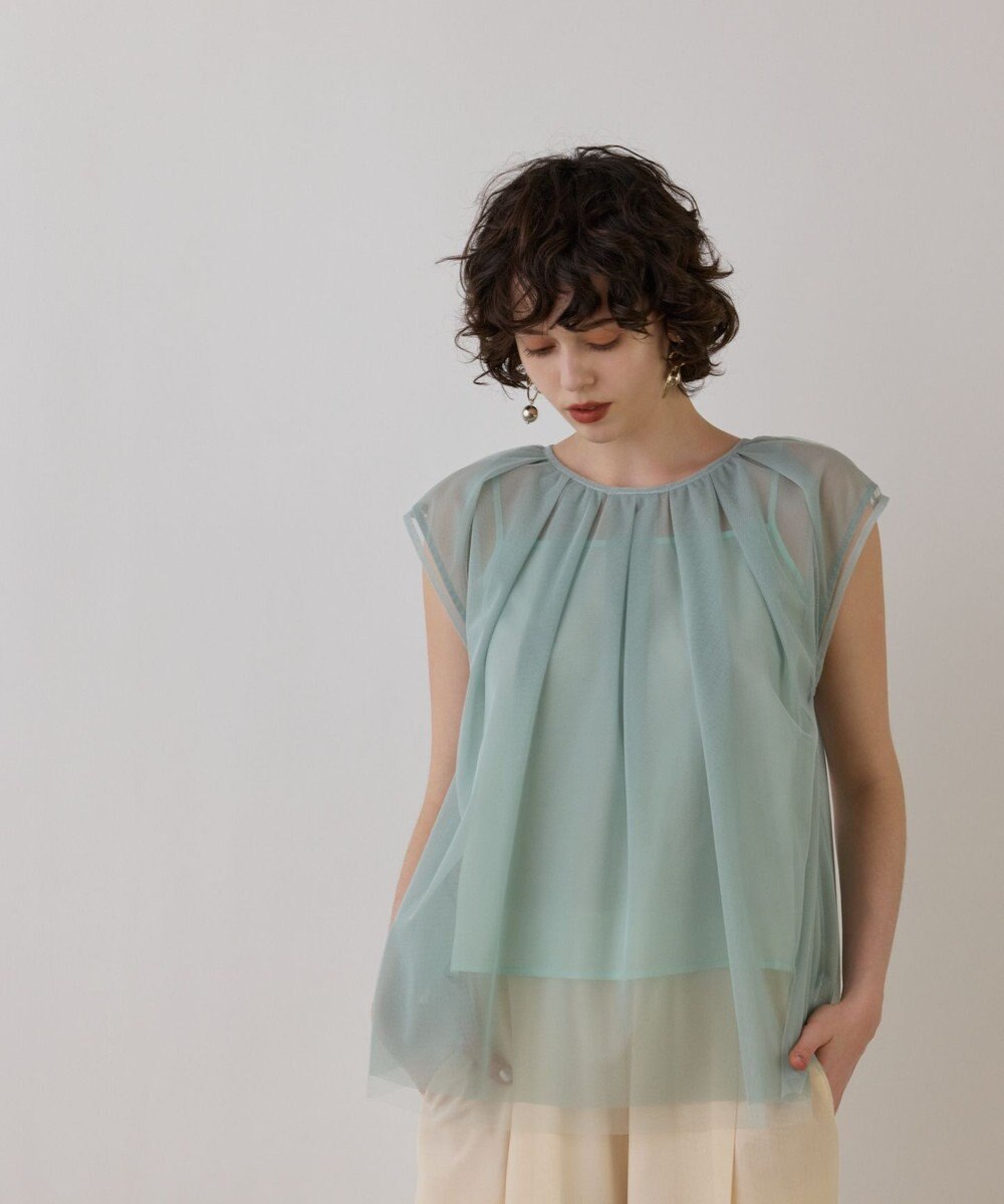 GRACE CONTINENTAL チュールタックノースリーブ 