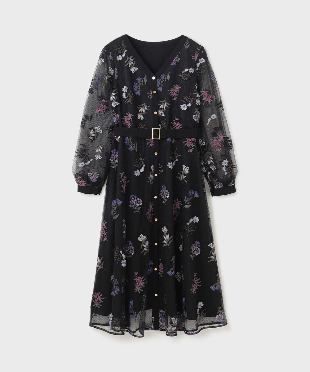 GRACE CONTINENTAL チュールフラワー刺繍ワンピース