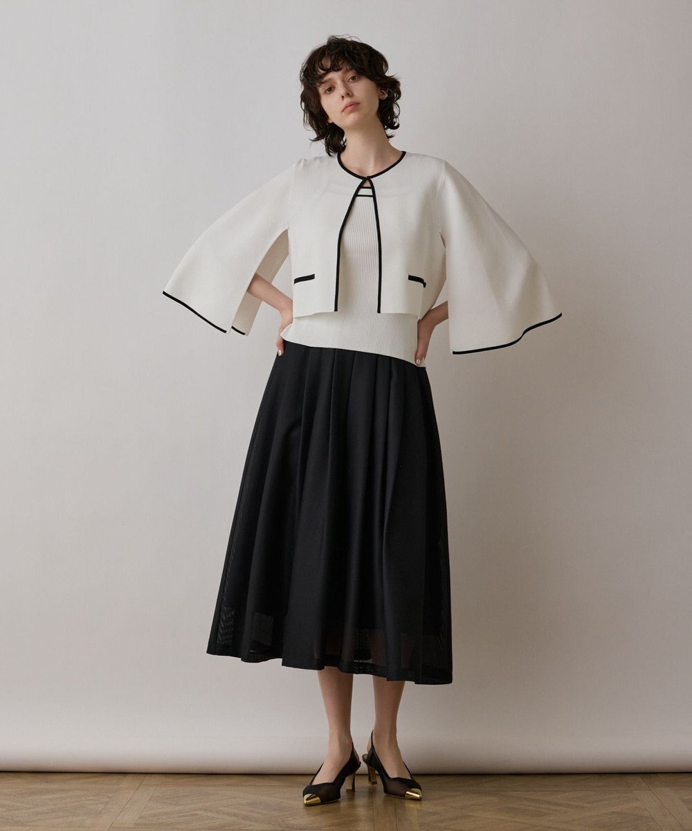 GRACE CONTINENTAL バイカラースリットニットカーディガン 