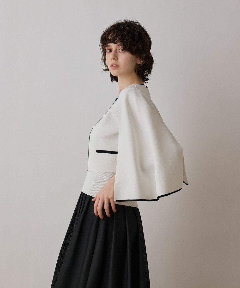 GRACE CONTINENTAL バイカラースリットニットカーディガン