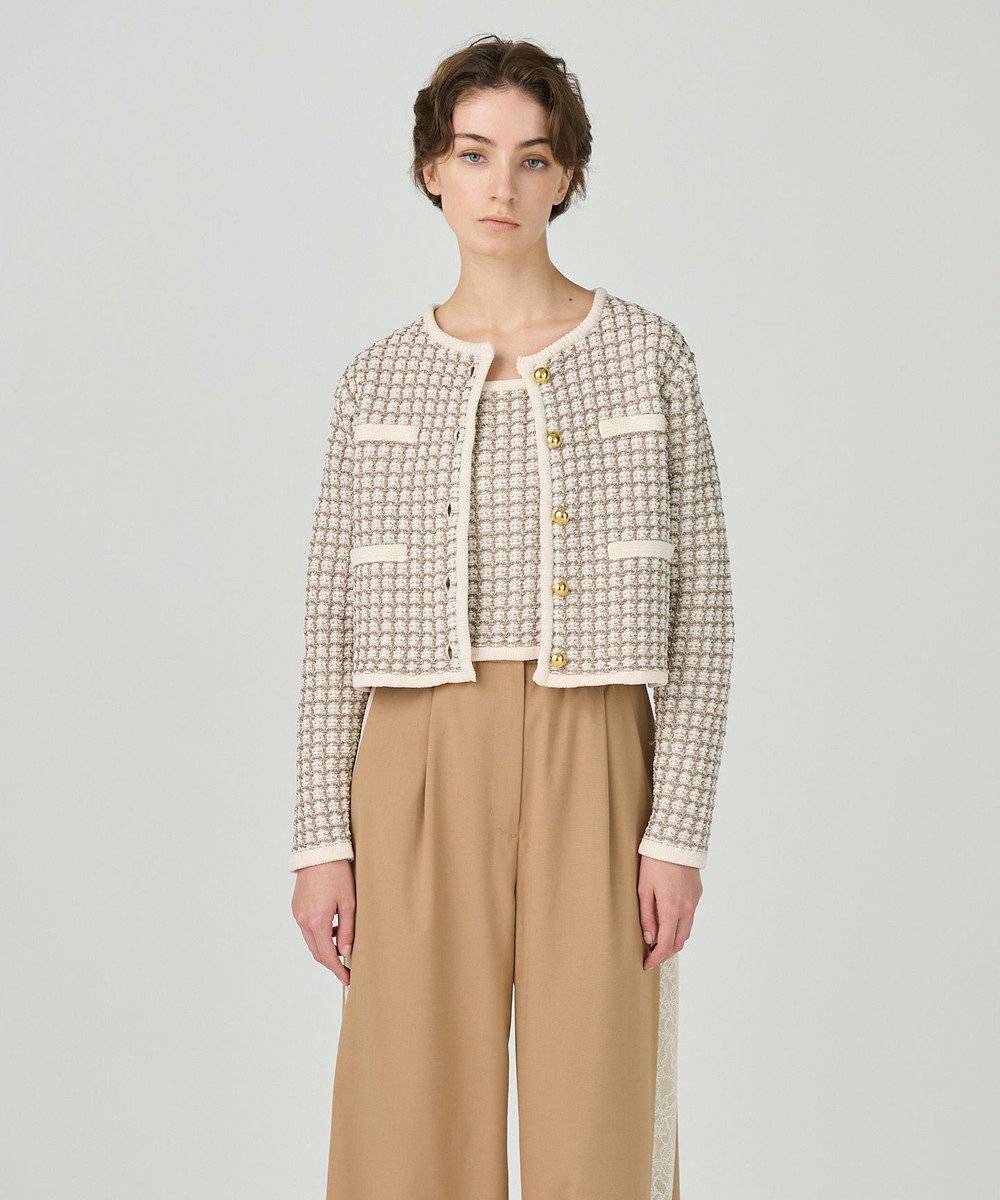 GRACE CONTINENTAL ツイードニットカーディガン